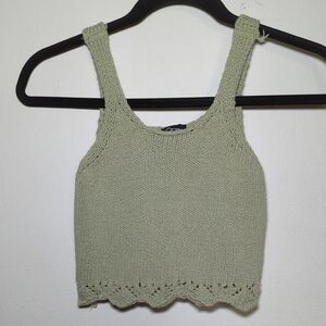Art Class Crochet Sage Green Tank Top Girls Size S 6/7